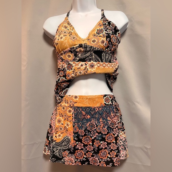 Garnet Hill‎ Floral Bathing Suit Skirt Swimsuit Top 6 Bottom Size 4 - Picture 2 of 15